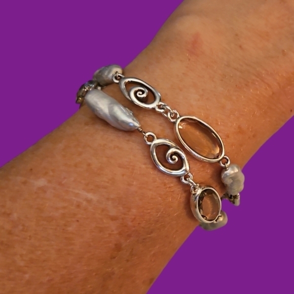 BRIGHTON 7th Heaven Baroque Pearl Crystal Chain Bracelet - Picture 1 of 6